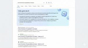 Search Generative Experience mostrando resumo com IA nos resultados de busca
